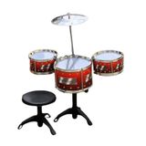 Bateria Musical Infantil Com Banquinho E 02 Baquetas