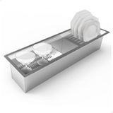 Calha Úmida Organizadora Saro De Embutir Sobreposta Em Inox 65cm Com 3 Módulos Cl65