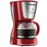 Cafeteira Eletrica 550w Mondial Faz 18 Xicaras Ellegance Red Inox 110v