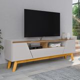 Rack Sala Florença Para Tv Até 70 Polegadas Com Pés Madeira Off White/cinamomo