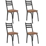 Kit 4 Cadeiras Para Cozinha Tubular D-13 Nara De Aço Preto/rattan
