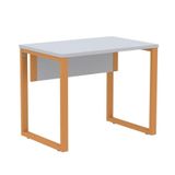 Mesa Escritório P25 Tub Pandin 90 Cm Largura Tampo Mdp Cinza Pé Aço Tubular Laranja