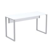 Mesa Escritório P25 Tub Pandin 170 Cm Largura X 70 Cm Profundidade Tampo Mdp Branco Pé Aço Tubular Cinza