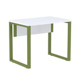 Mesa Escritório P25 Tub Pandin 90 Cm (larg) Tampo Mdp Branco Pé Aço Tubular Verde Mirô