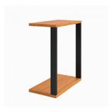 Mesa Lateral Duo Aço Ferro Metal Robusta Cor Preto Mdf Claro Estilo Industrial Ml-01
