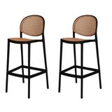 Kit 2 Banquetas Positano Fratini 108 Cm Altura Polipropileno Preto Tramas Bege Simulando Rattan