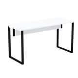 Mesa Escritório P25 Tub Pandin 170 Cm Largura X 70 Cm Profundidade Tampo Mdp Branco Pé Aço Tubular Preto