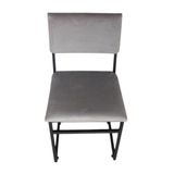 Cadeira Estofada De Aço Ferro Cor Preto Com Estofado Cinza Estilo Industrial Cd-02