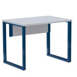 Mesa Escritório P25 Tub Pandin 90 Cm (larg) Tampo Mdp Cinza Pé Aço Tubular Azul Del Rey