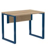 Mesa Escritório P25 Tub Pandin 90 Cm (larg) Tampo Mdp Noce Naturalle Pé Aço Tubular Azul Del Rey