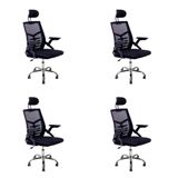 Kit 4 Cadeiras Escritório Executiva Diretor Relax Ergonômica Com Apoio De Cabeça