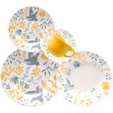 Jogo De Jantar Alto Brilho 20 Pc Ceramica Inglesa Yellow Birds