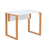 Mesa Escritório P25 Tub Pandin 90 Cm Largura Tampo Mdp Branco Pé Aço Tubular Laranja