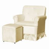 Poltrona Balanço De Amamentação Quarto Com Puff Emilia Suede
