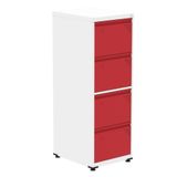 Armário De Arquivo Oficio 4 Gavetas Pandin 47cm Largura Aço Branco Com Frente Gaveta Vermelha Com Chave
