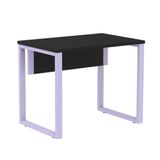 Mesa Escritório P25 Tub Pandin 90 Cm (larg) Tampo Mdp Preto Pé Aço Tubular Lilás
