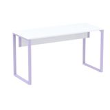 Mesa Escritório P25 Tub Pandin 170 Cm Largura X 70 Cm Profundidade Tampo Mdp Branco Pé Aço Tubular Lilás