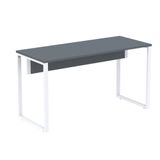 Mesa Escritório P25 Tub Pandin 170 Cm (larg) X 70 Cm (prof) Tampo Mdp Grafito Pé Aço Tubular Branco