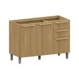 Balcão De Cozinha Pia 120cm 2 Pts E 3 Gav S/ Tampo Elegance Freijó/freijó Brasil