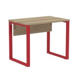 Mesa Escritório P25 Tub Pandin 90 Cm (larg) Tampo Mdp Noce Naturalle Pé Aço Tubular Vermelho