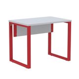 Mesa Escritório P25 Tub Pandin 90 Cm Largura Tampo Mdp Cinza Pé Aço Tubular Vermelho