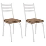 Kit 2 Cadeiras Para Cozinha Tubular D-13 Nara De Aço Branco/rattan