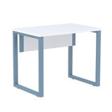 Mesa Escritório P25 Tub Pandin 90 Cm (larg) Tampo Mdp Branco Pé Aço Tubular Azul Dali