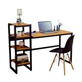 Mesa De Escritório Aço Ferro Robusta Cor Preto Mdf Claro Estilo Industrial Me-01