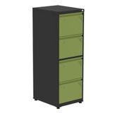 Armário De Arquivo Oficio 4 Gavetas Pandin 47 Cm (larg) Aço Preto C- Frente Gaveta Verde C- Chave