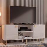 Rack Bancada Bossa Para Tv Até 60 Polegadas Pés Metálicos Off White