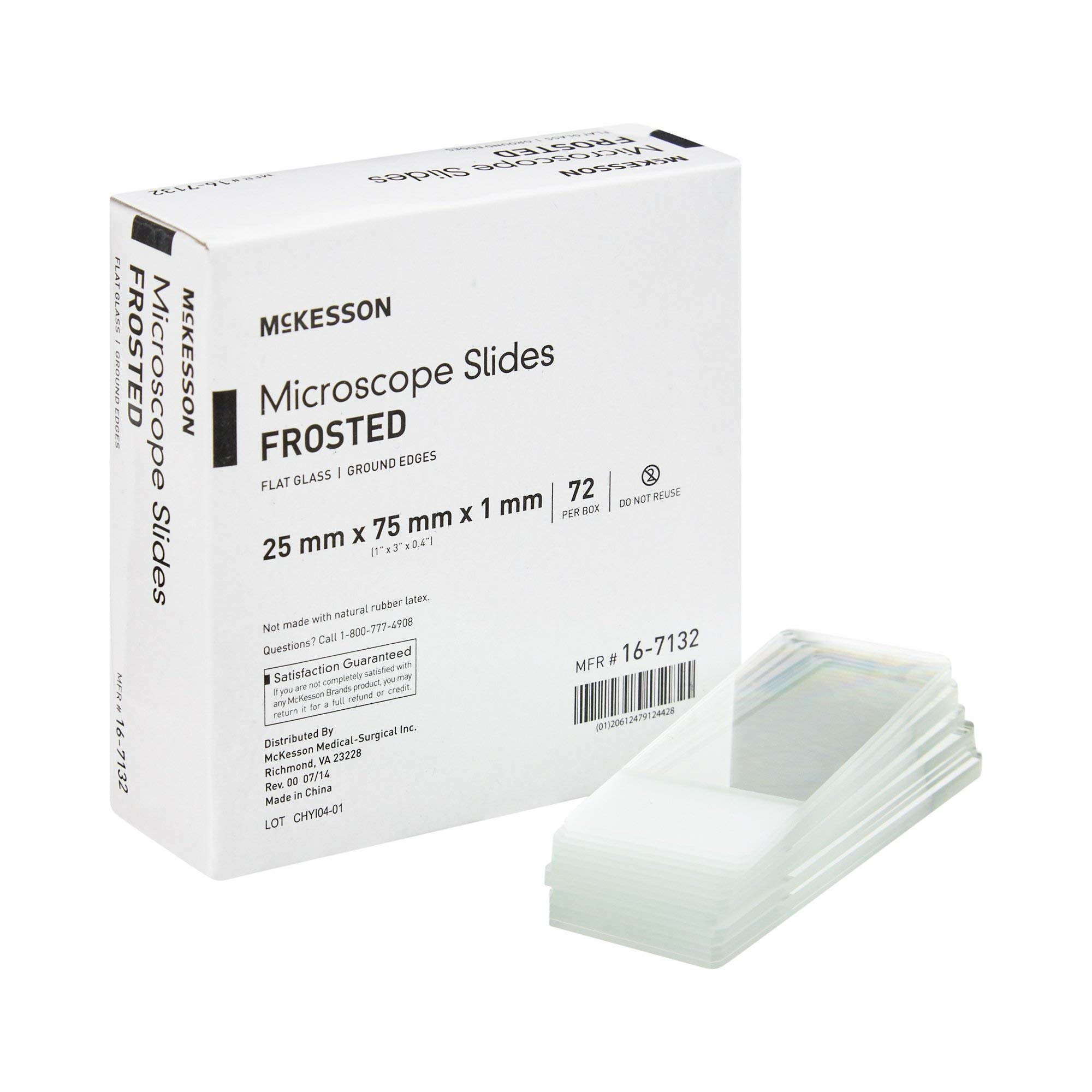 Lâminas De Microscópio Mckesson Frosted 25 Mm X 7 Mm X 1 Mm, 1440 Unidades