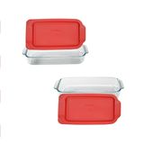 Assadeira Pyrex Basics Kc12026 3l Com Tampa Vermelha 2pk