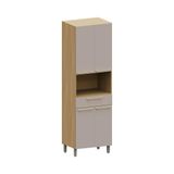 Paneleiro 70cm 4 Pts Nicho Micro-ondas Elegance Luciane Móve Freijó/cinammon