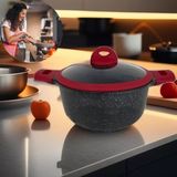 Kit De Panelas Em Cerâmica Com Cor Preta Com Vermelho Ideal Para Presente De Mãe Entrega Rápida