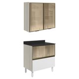 Armario Aereo Vidro Balcao 80 Cm Mdf Kali Bianco Toq Branco Uv Nicioli
