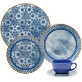 Jogo De Jantar 20 Pc Oxford Em Porcelana Alto Brilho Ellegance Ocean