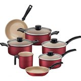 Jogo De Panelas Tramontina Red 07 Pc Antiaderente