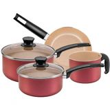 Conjunto De Panelas Panelux Antiaderente Com 4 Peças Vermelho