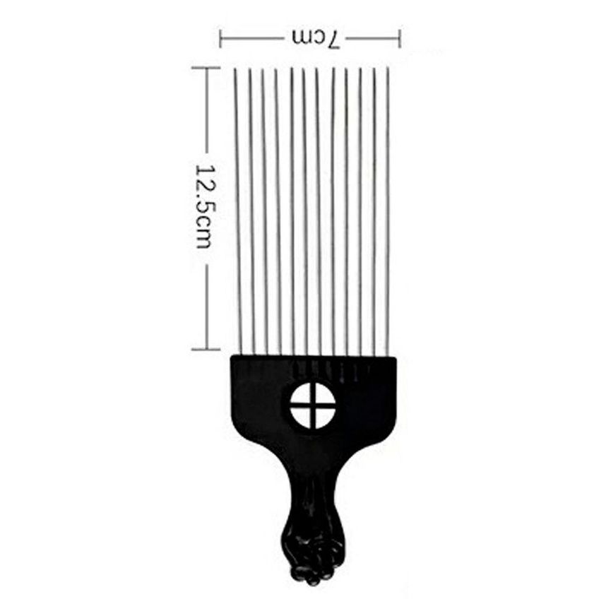 Pente Garfo De Aço Para Cabelos Crespos E Cacheados 23cm Preto - imagem 3