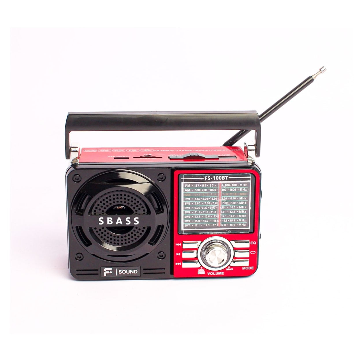 Radio 9 Faixas Portátil Fsound Fs-100bt Preto