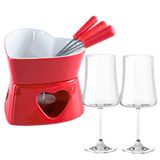 Aparelho De Fondue E Taças De Vinho 460ml Pleasure Herstal Vermelho