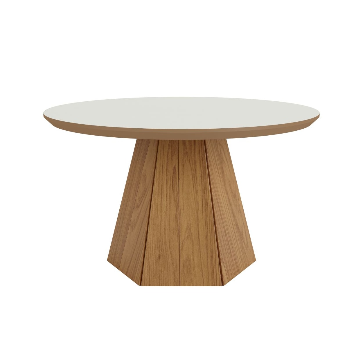 Mesa De Centro Base Hexagonal 70cm Mdf Off White Freijó