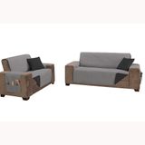 Protetor De Sofá King 2 E 3 Lugares Classic 100% Poliéster - Cinza