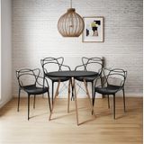 Mesa Eiffel Allegra 4 Cadeiras Kit Prático E Versátil Empilhável