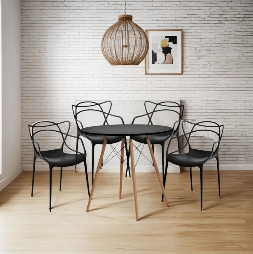 Mesa Eiffel Allegra 4 Cadeiras Kit Prático E Versátil Empilhável