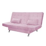 Sofá Cama Casal Com Almofadas 3 Lugares Rivera Suede Rosê