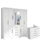 Cômoda Sevilha E Guarda Roupa Casal Nápole 2045149 Branco Brilho - Aramóveis