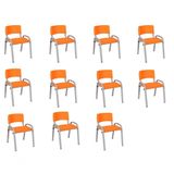 Kit 11 Cadeiras Infantil Iso, , Base Cinza- Laranja
