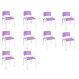 Kit 10 Cadeiras Infantil Iso, , Base Branco Lilas
