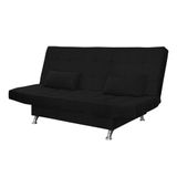 Sofá Cama Casal 3 Lugares Com Almofadas Bettina Suede Preto
